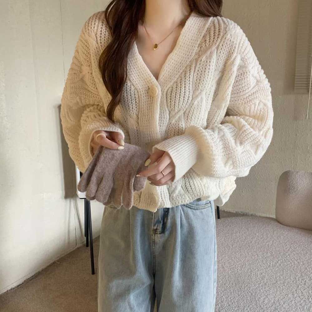 여리핏 크롭 가디건 가오리핏 베이직 스타일 아우터